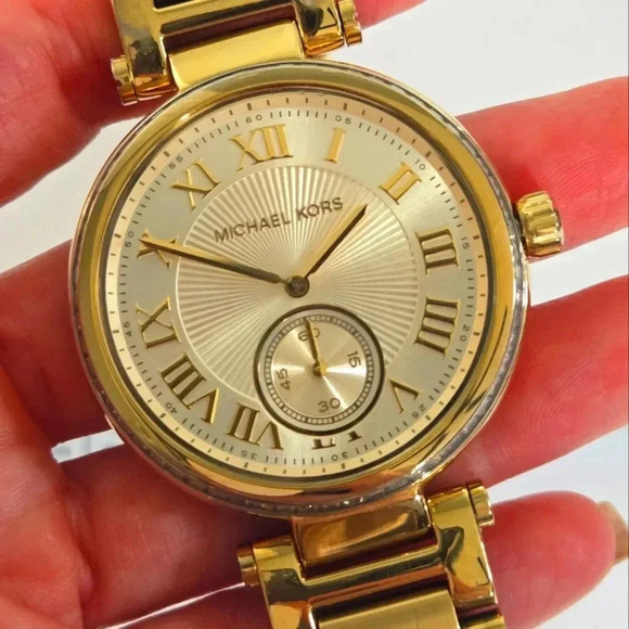 Michael Kors Accessories - Michael Kors MK5867 Women's Stainless Steel Analog Gold Dial Watch BC879